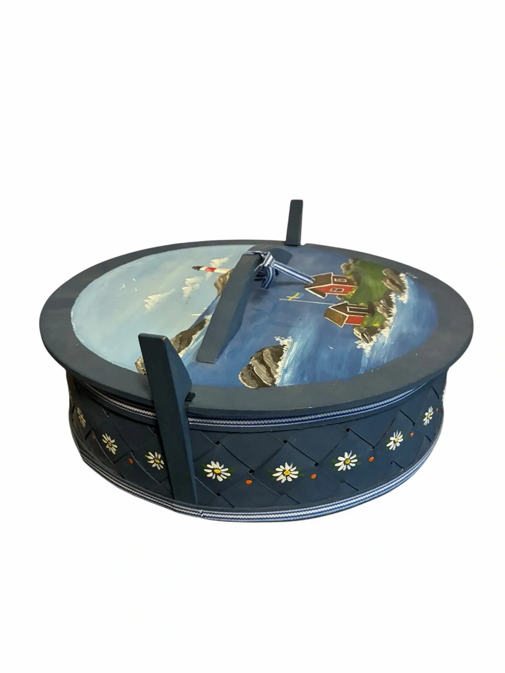 Maria Rask-Zilen Swedish Hand Painted Bentwood Box Nautical Lighthouse Svepask